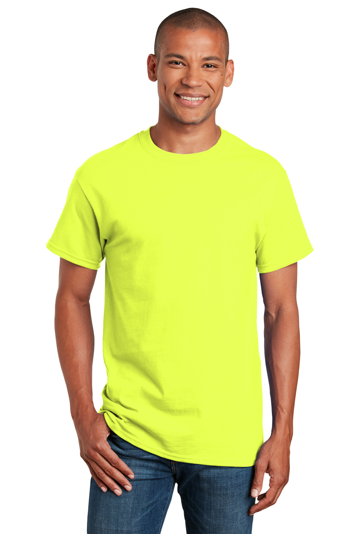2 Gildan Cotton Safety T-Shirt Green Orange Pink 2000 S-5XL ANSI High Visibility 