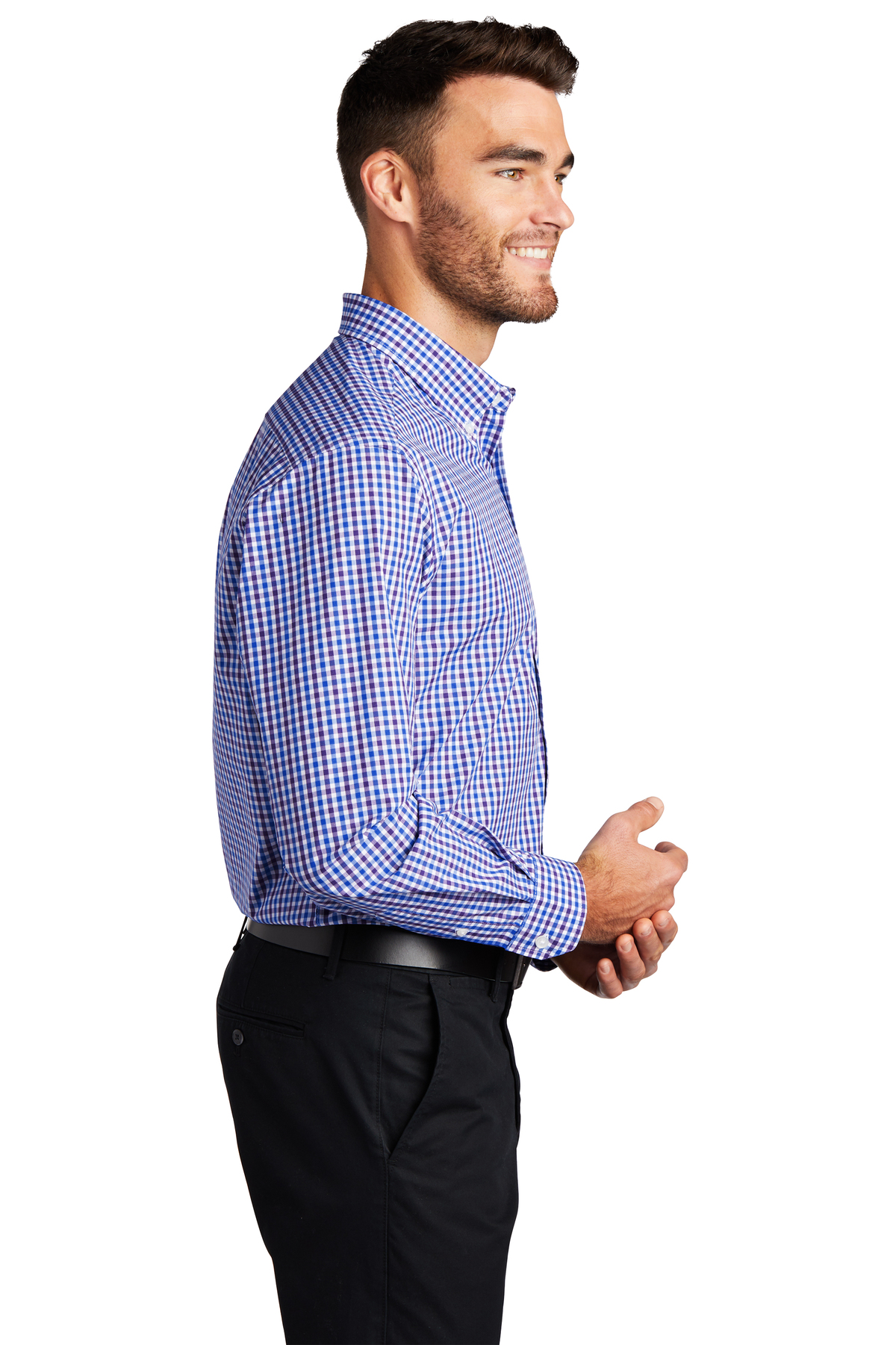 Port Authority Long Sleeve Gingham Shirt - Easy Care Poplin, Button-Down Collar, S654 Style - View #10