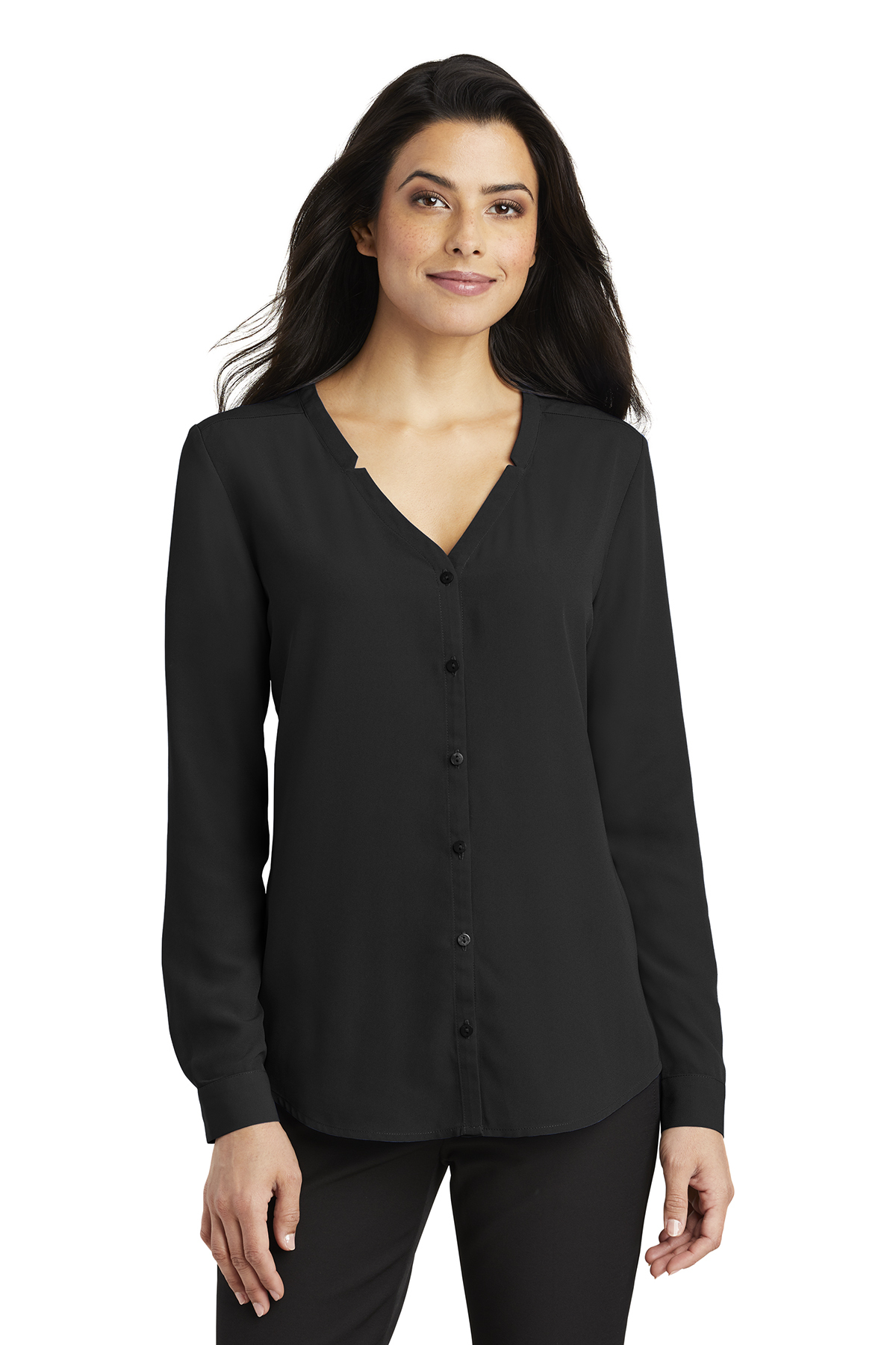 Port Authority Ladies Long Sleeve Button-Front Blouse | Product | Port  Authority