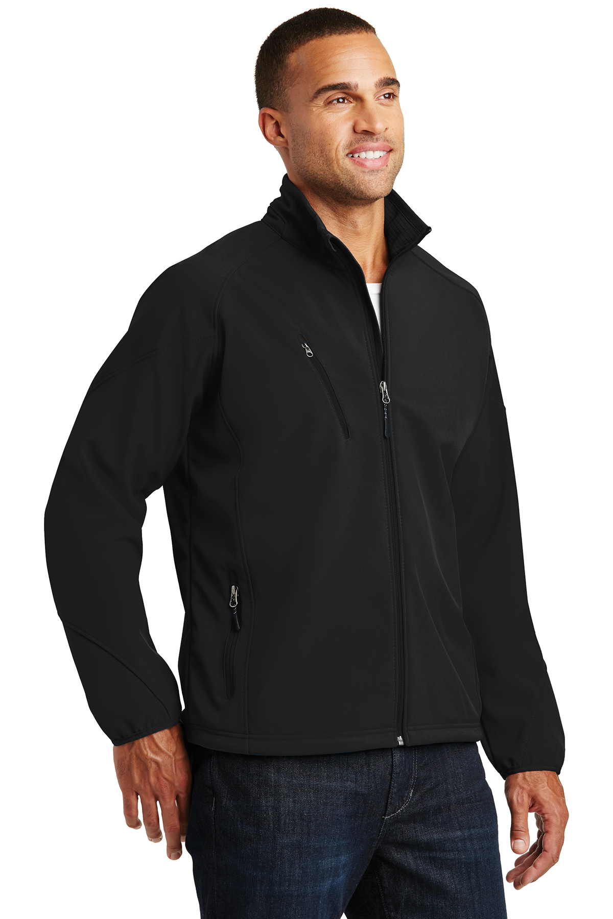 Black J705 L Port Authority Textured Soft Shell Jacket