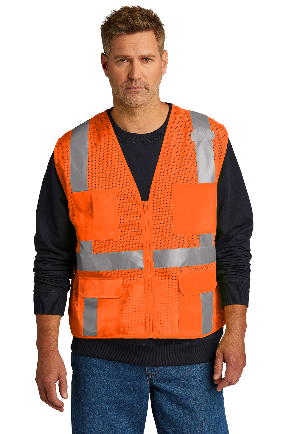 CornerStone ANSI 107 Class 2 Mesh Six-Pocket Zippered Vest