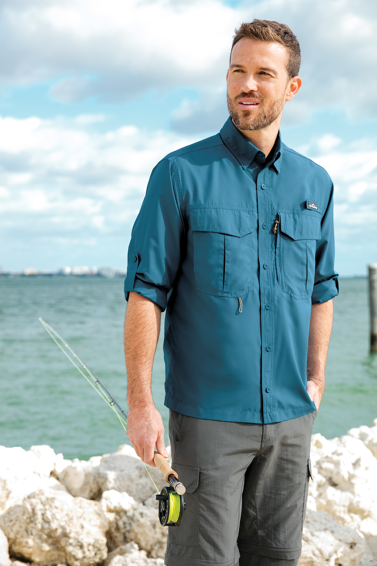 Eddie Bauer Long Sleeve Performance Fishing Shirt Fishing Woven Shirts Sanmar