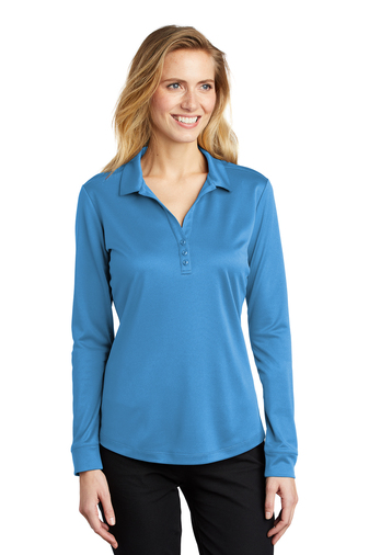 Port Authority Ladies Silk Touch™ Performance Long Sleeve Polo ...