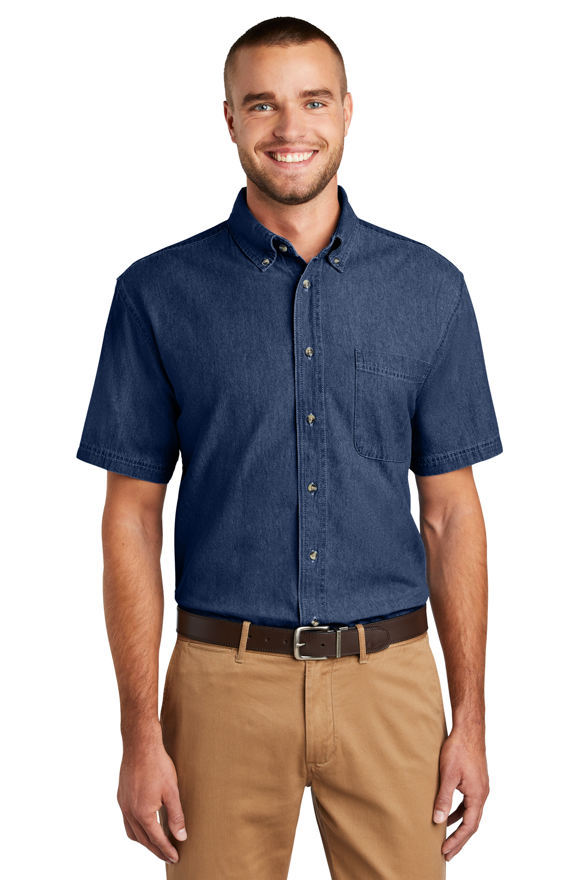 LSP11 PORT AND COMPANY Short Sleeve Value Denim Shirt 