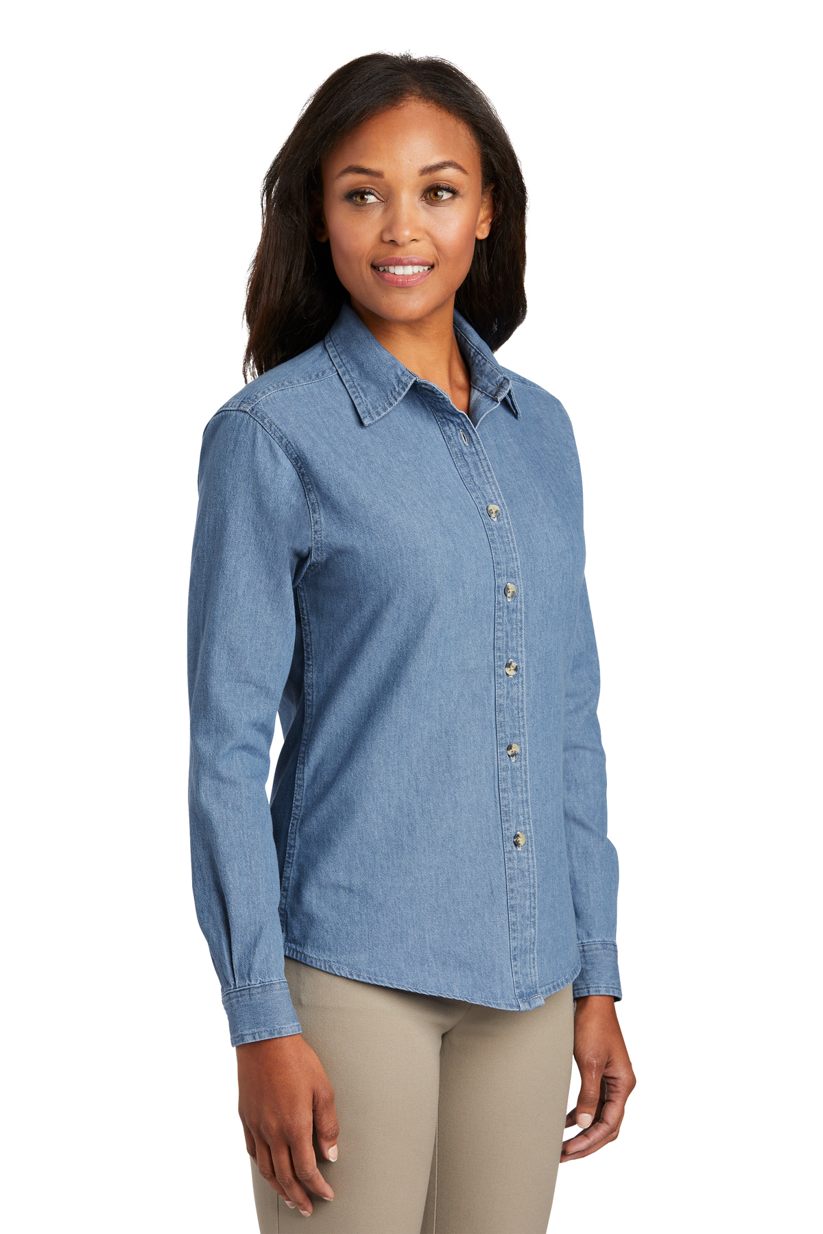 Port & Company - Ladies Long Sleeve Value Denim Shirt | Product ...