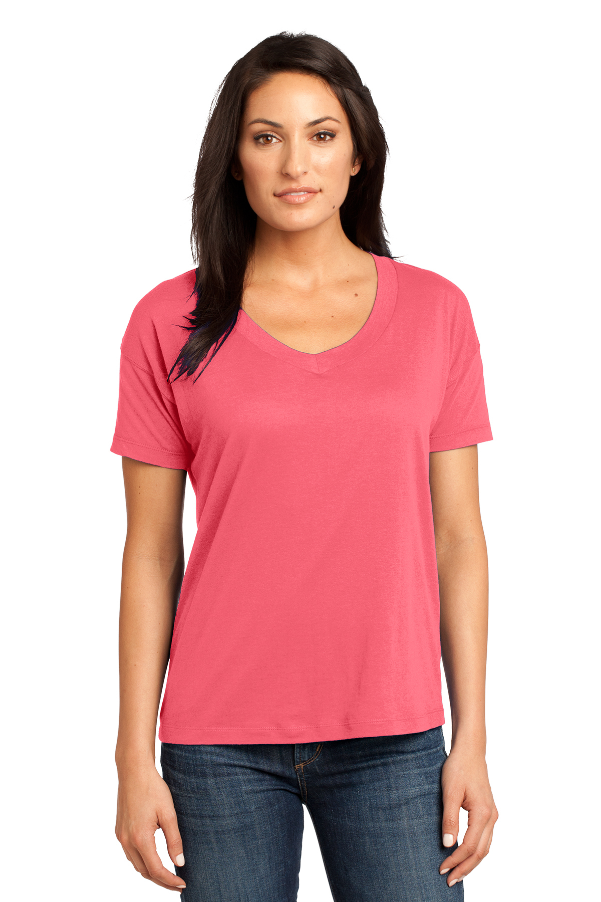 District Made - Ladies Modal Blend Relaxed V-Neck Tee | Product | SanMar