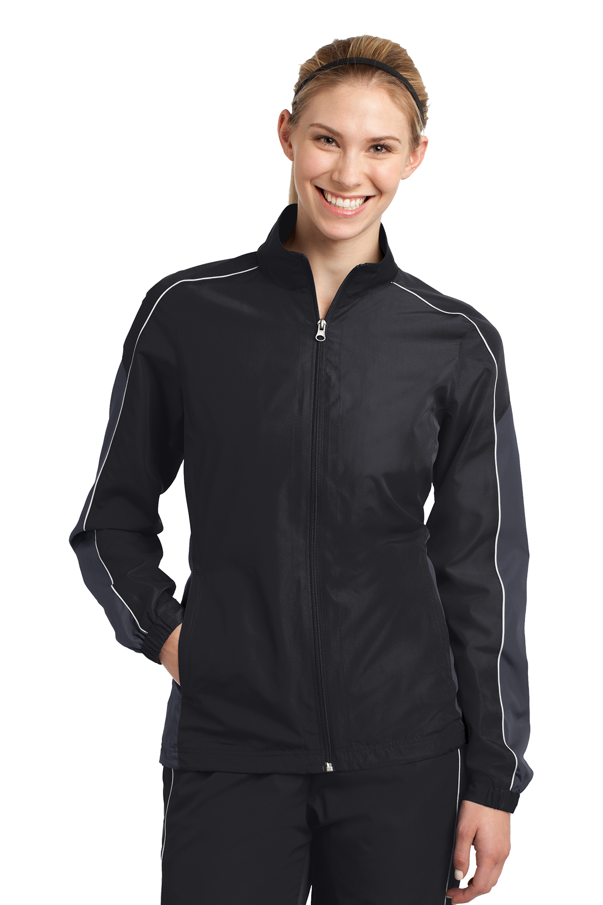 Sport-Tek Ladies Piped Colorblock Wind Jacket | Product | SanMar