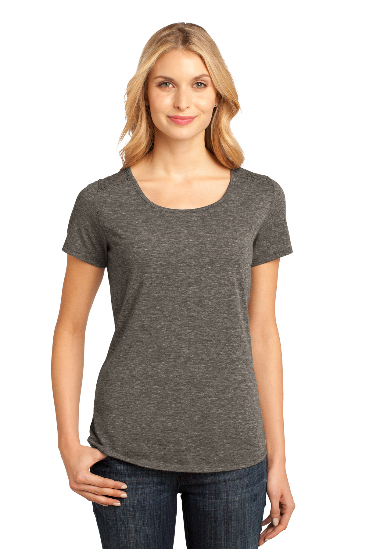 District Made - Ladies Tri-Blend Lace Tee | Product | SanMar