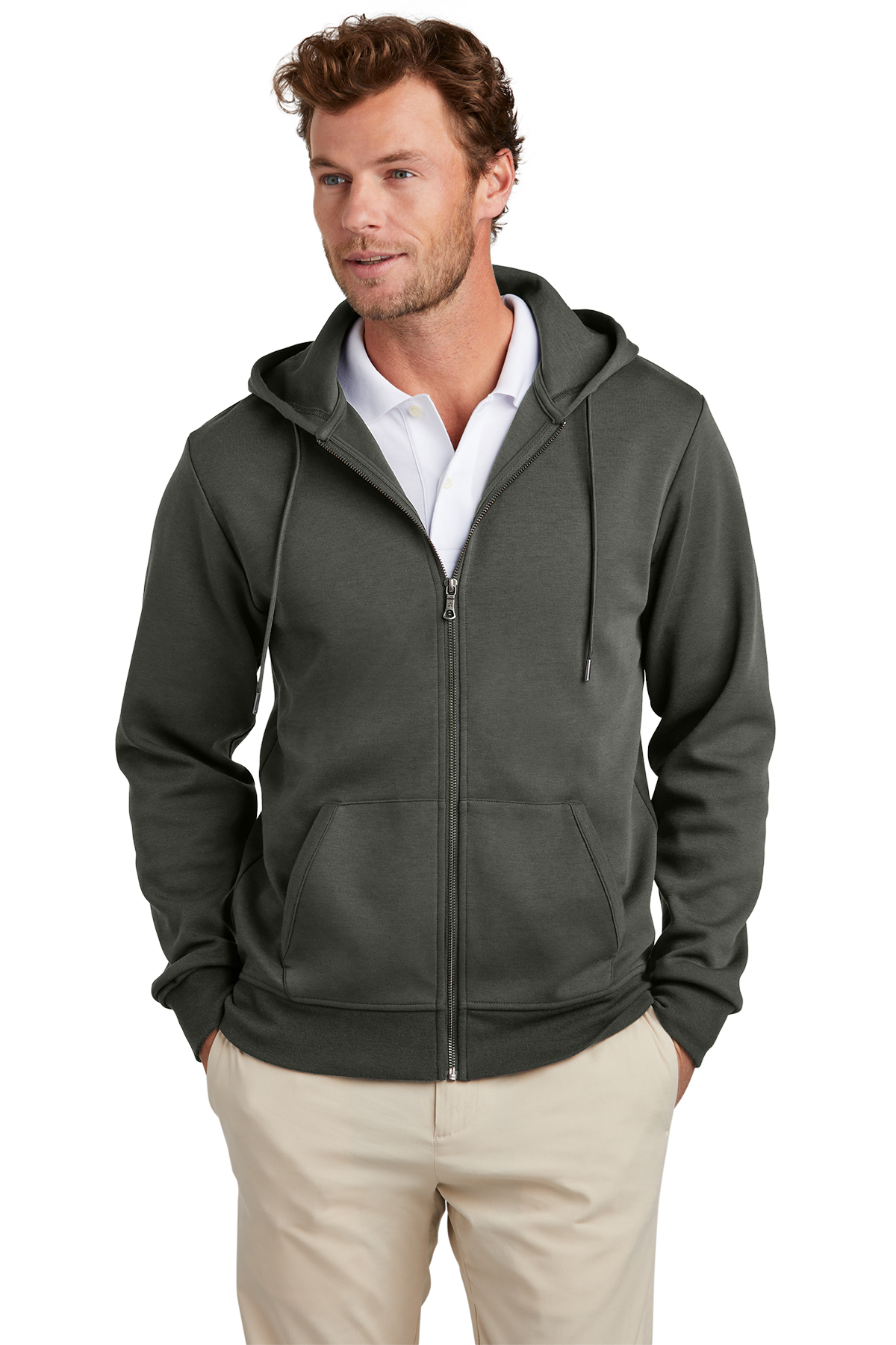 Brooks Brothers Double-Knit Full-Zip Hoodie | Product | SanMar