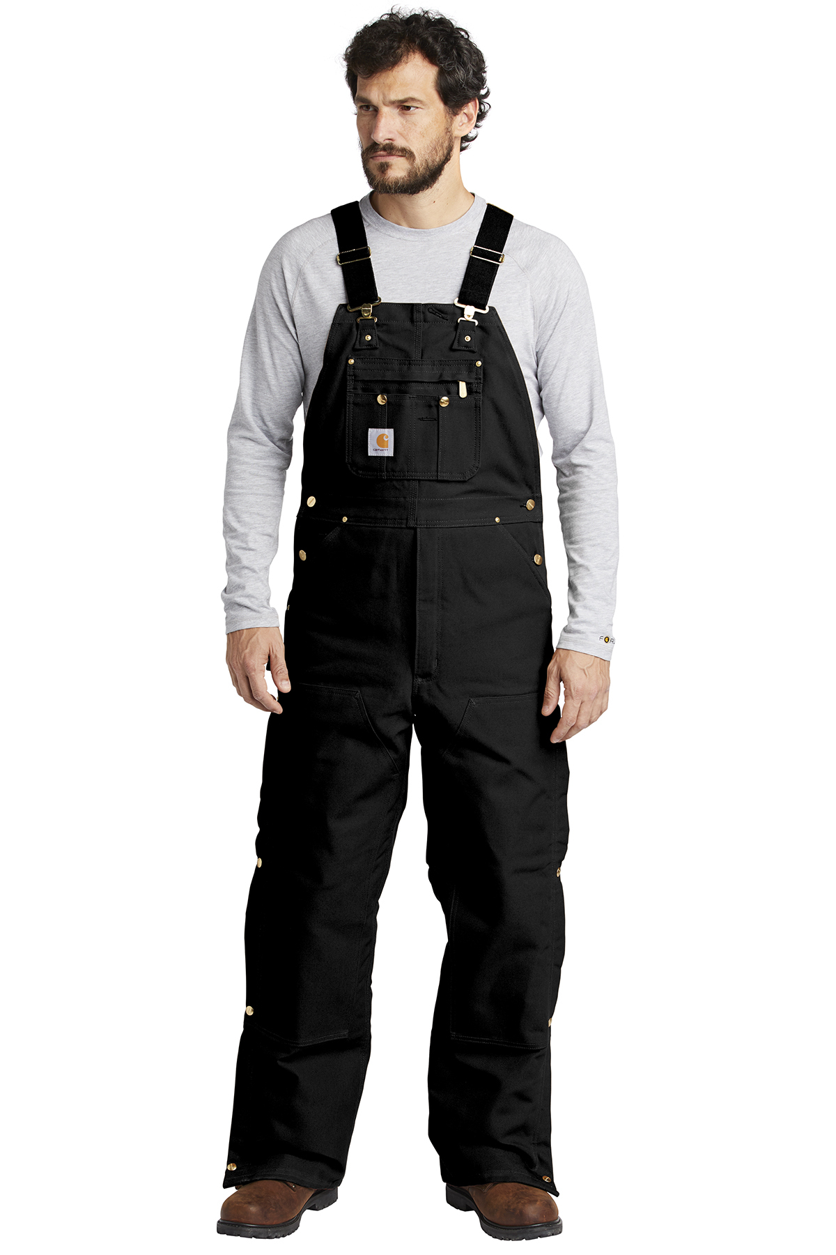 Carhartt Duck Quilt-Lined Zip-To-Thigh Bib Overalls | Product | SanMar