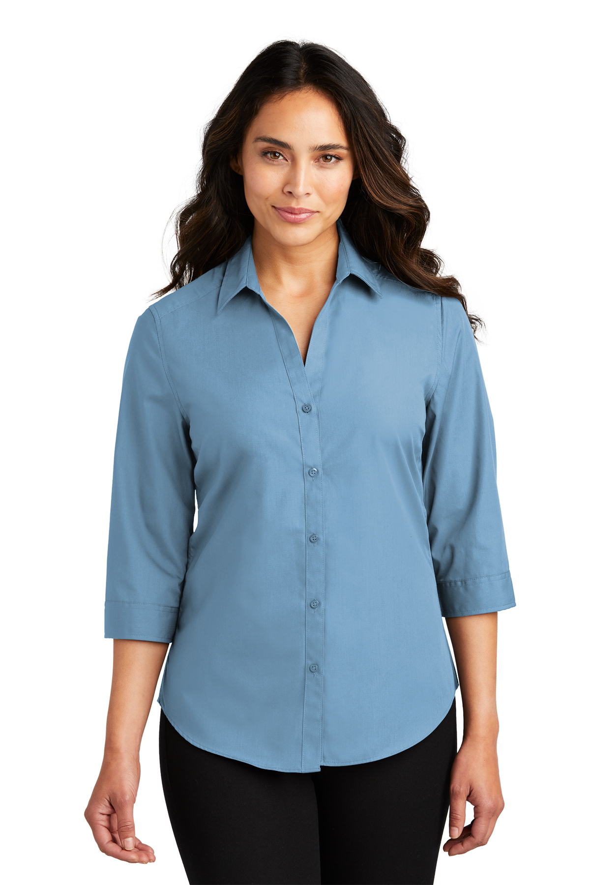 Port Authority Ladies 3/4-Sleeve Carefree Poplin Shirt | Product | SanMar