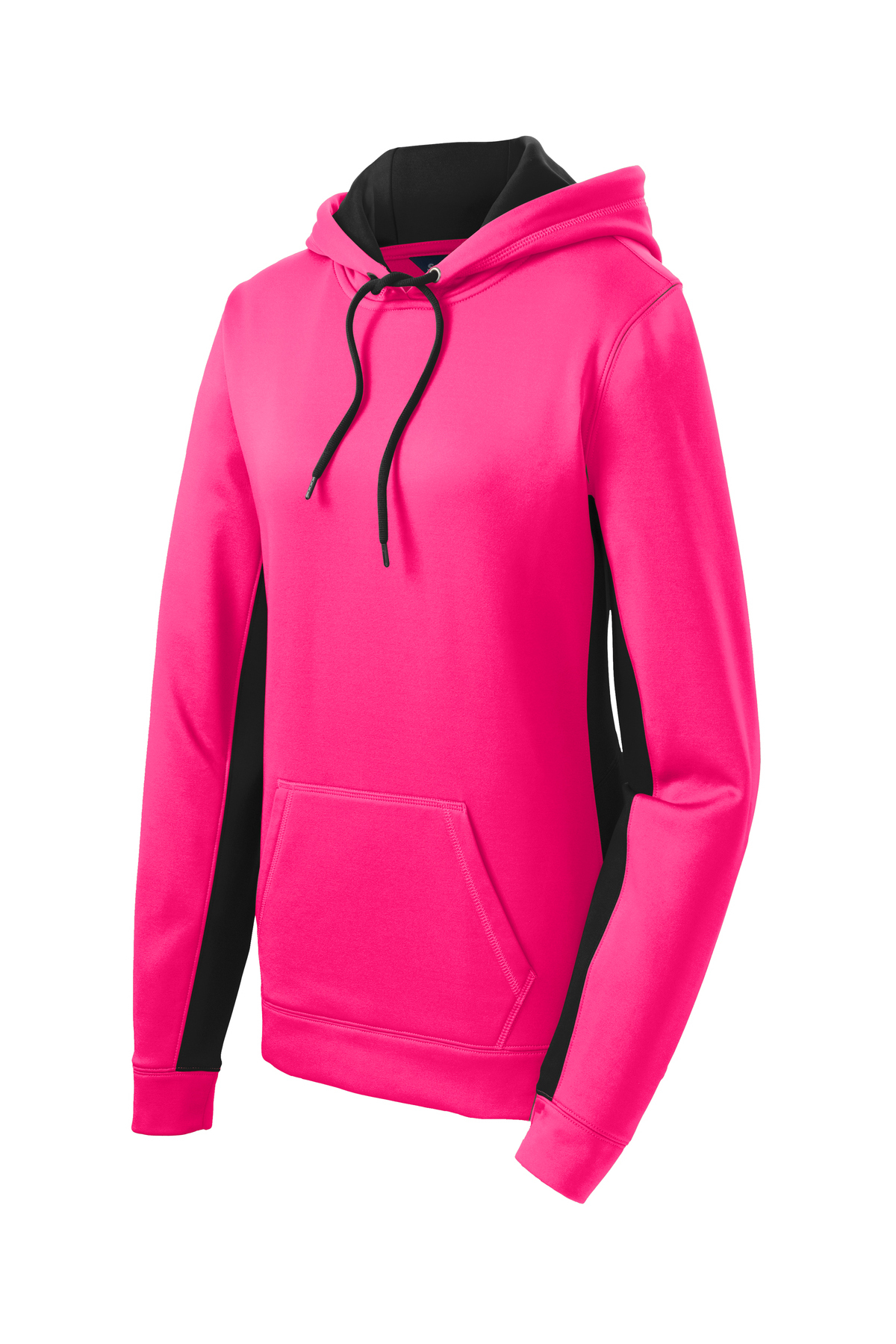 Sport-Tek Ladies Sport-Wick Fleece Colorblock Hooded Pullover 