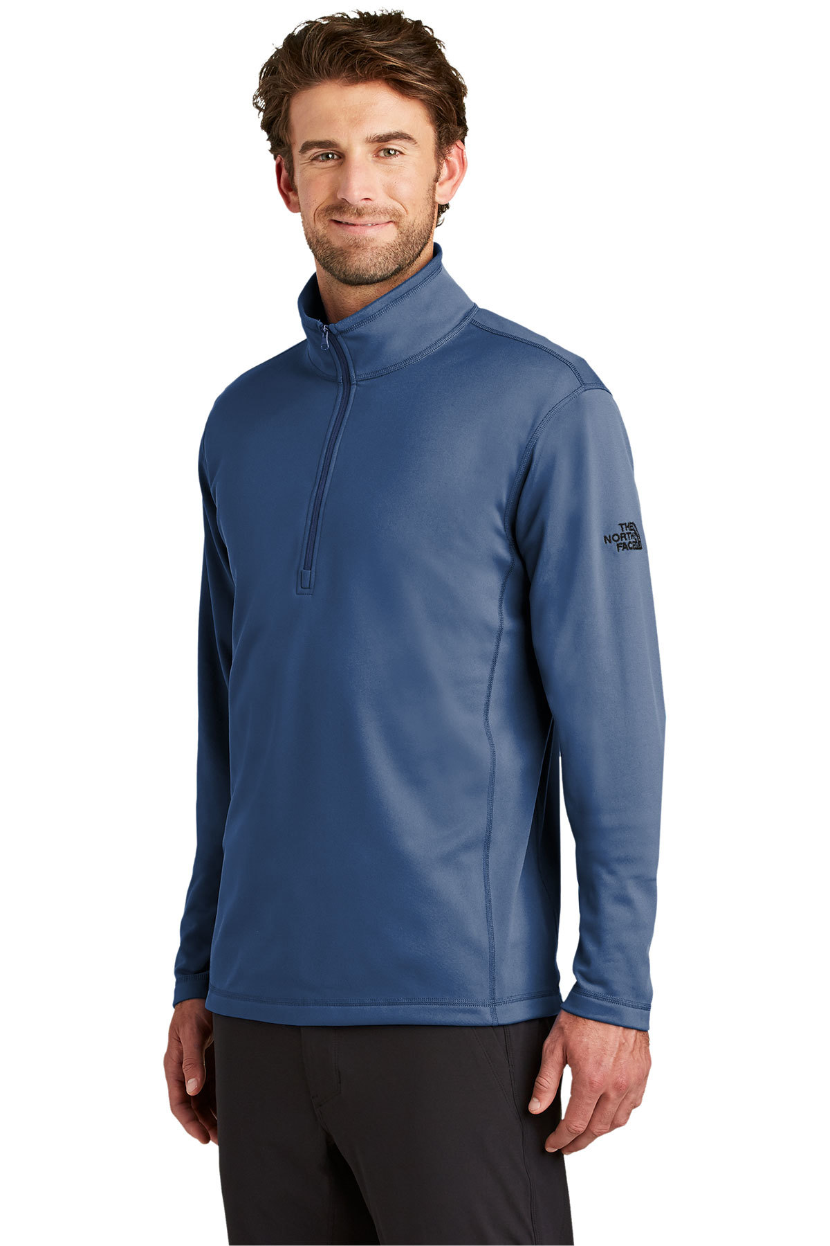 blue north face quarter zip