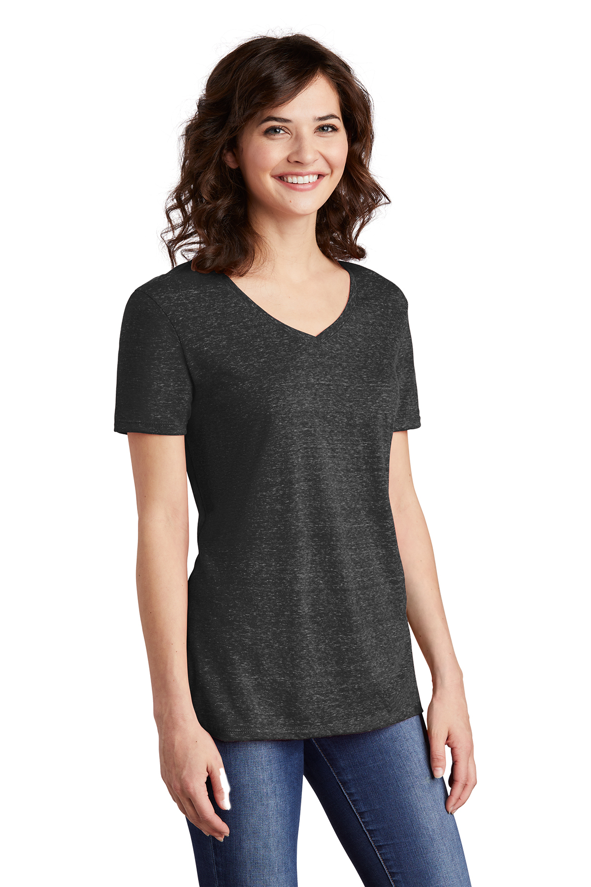 Jerzees Ladies Snow Heather Jersey V-Neck T-Shirt | Product | SanMar