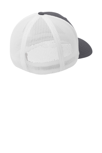 Port Authority Flexfit Mesh Back Baseball Cap – White Trucker Hat With Stretch Fit, L/XL Size