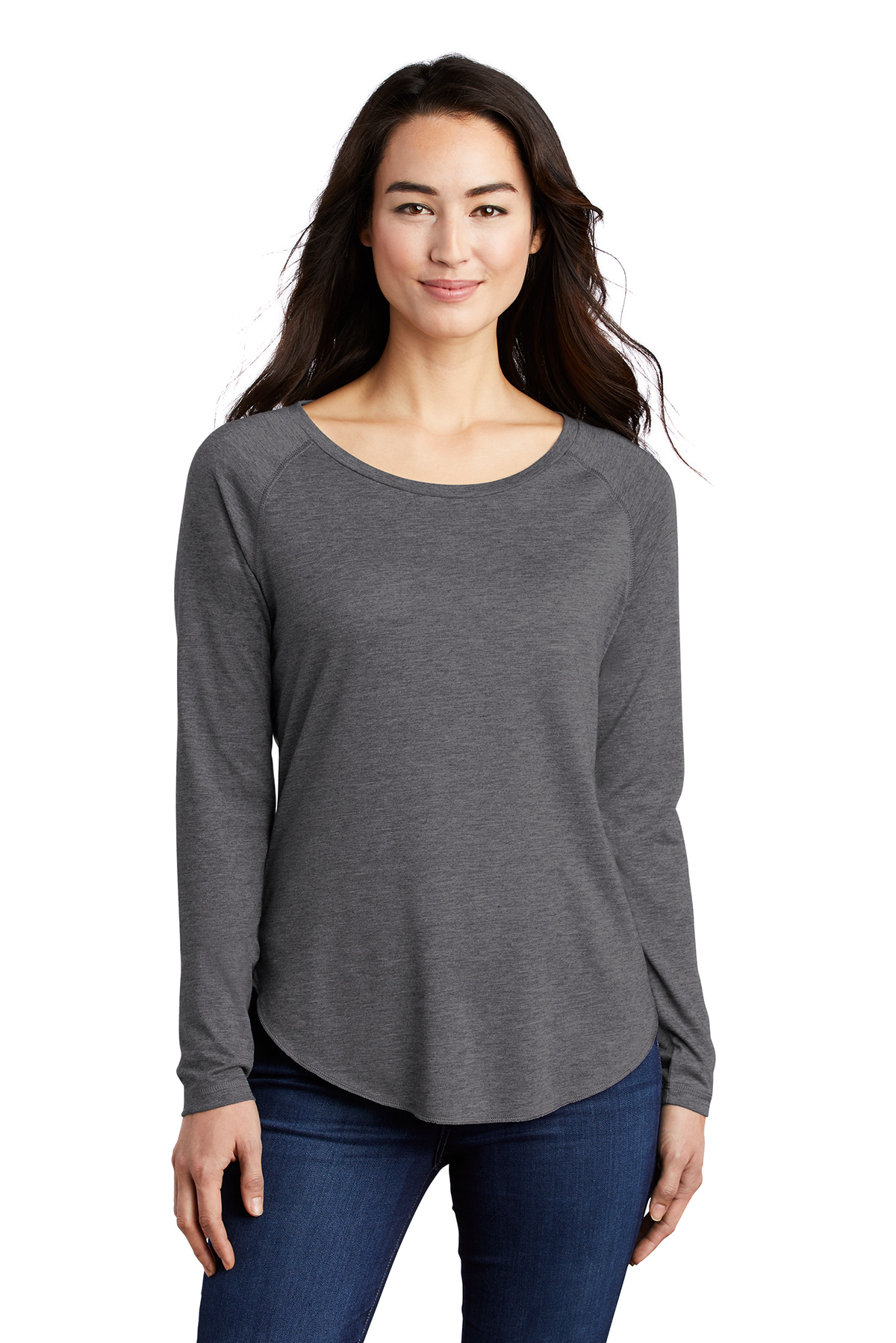 Sport-Tek Ladies PosiCharge Long Sleeve Tri-Blend Wicking Scoop Neck ...