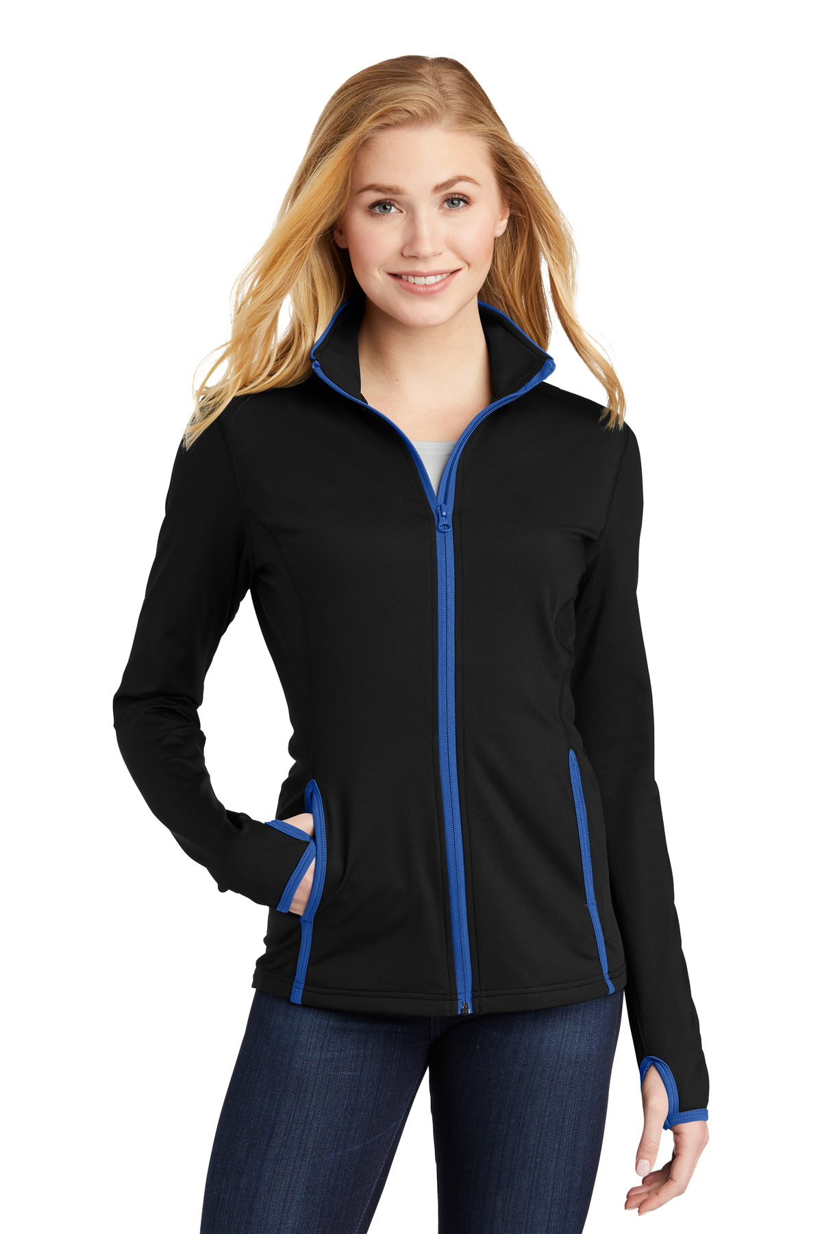 Sport-Tek Ladies Sport-Wick Stretch Contrast Full-Zip Jacket, Product