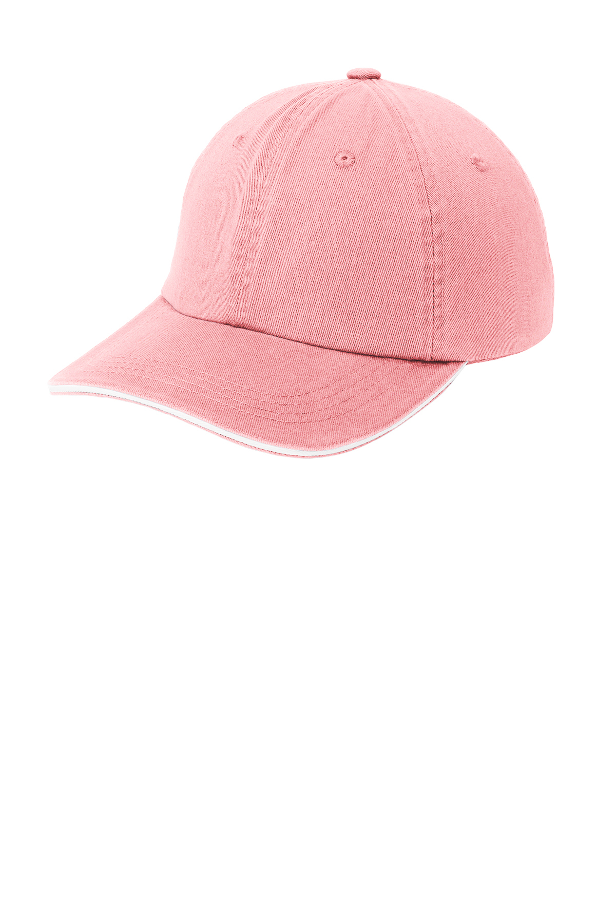 Port Authority C830 Sandwich Bill Cap with Striped Closure - Light Pink/White