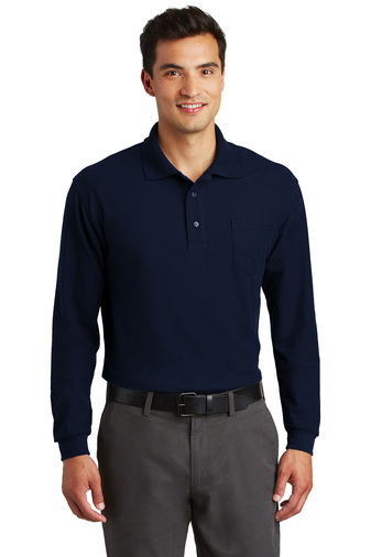 Port Authority Silk Touch™ Long Sleeve Polo with Pocket | Product | SanMar