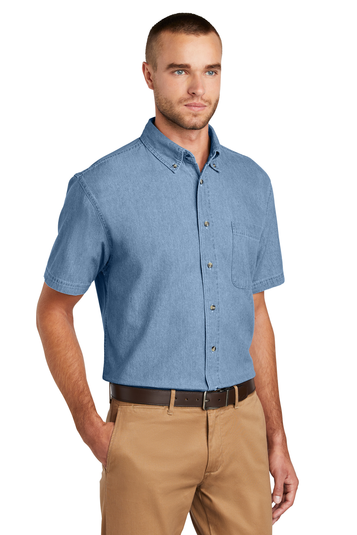 Port & Company Mens Short Sleeve Value Denim Shirt