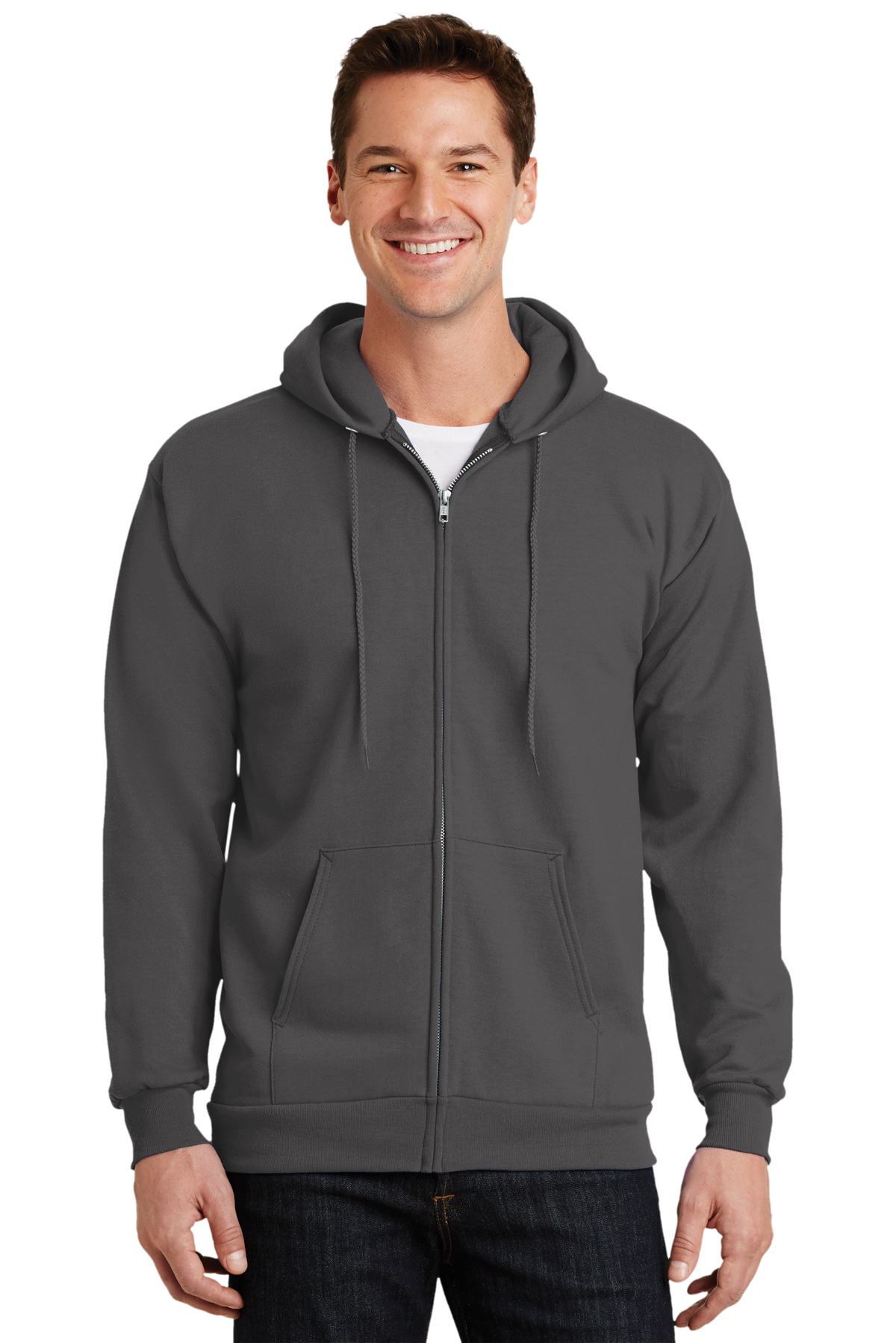 Port & Company Tall Essential Fleece Full-Zip Hooded Sweatshirt ...
