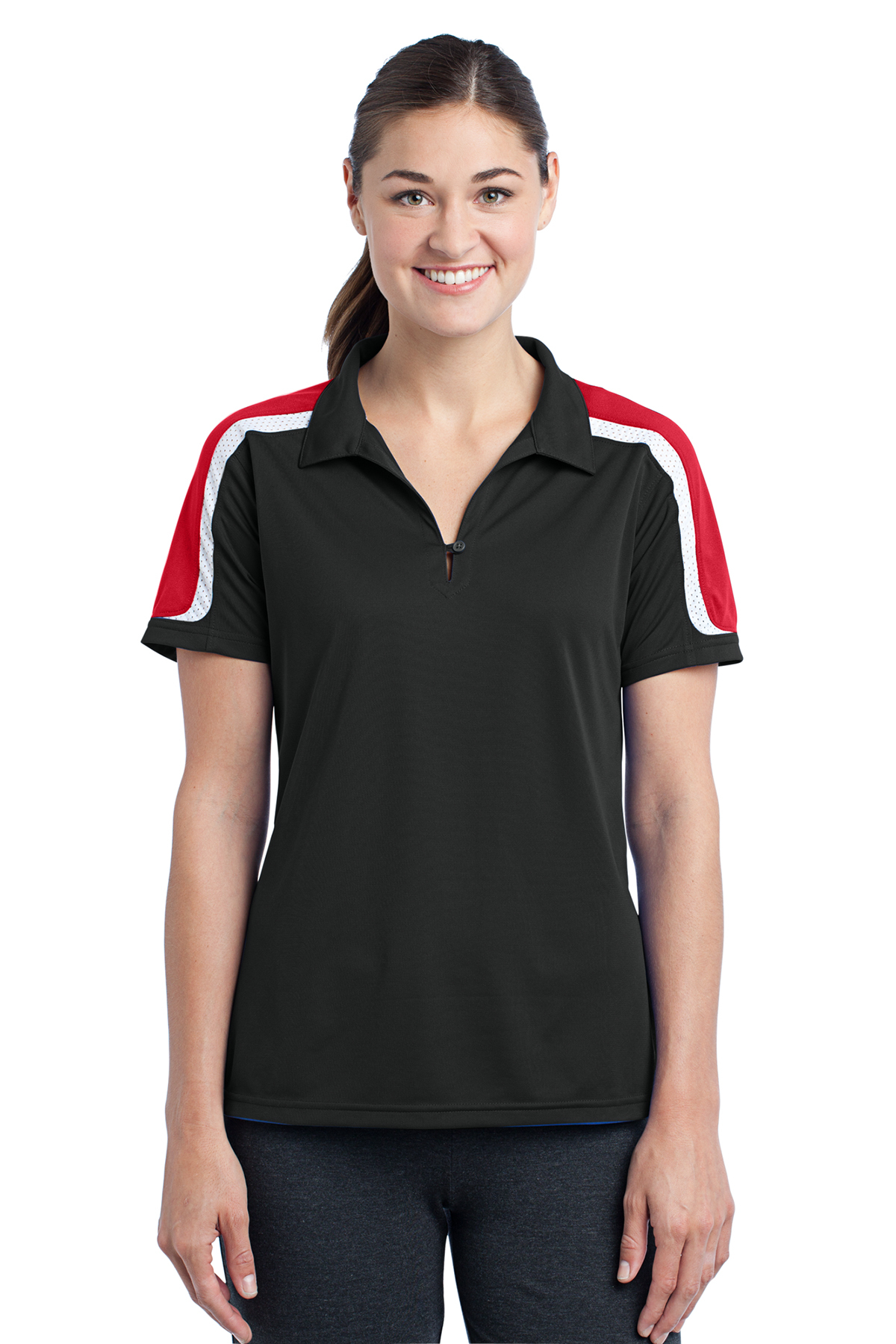 Sport-Tek Ladies Tricolor Shoulder Micropique Sport-Wick Polo | Product ...
