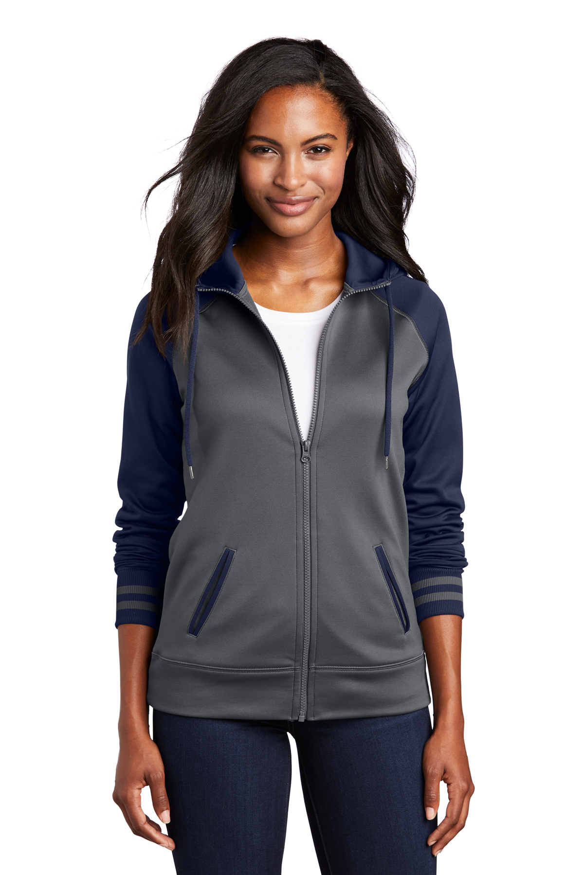 Sport-Tek Ladies Sport-Wick Varsity Fleece Full-Zip Hooded Jacket, Product