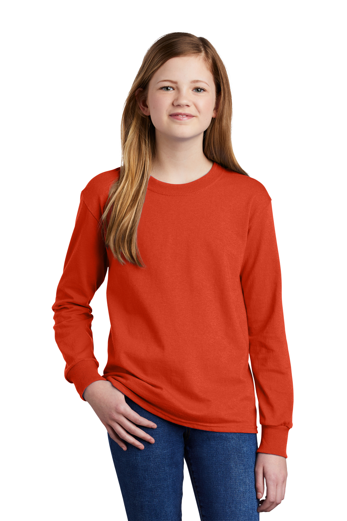 Port & Company Youth Long Sleeve Core Cotton Tee | Product | Port