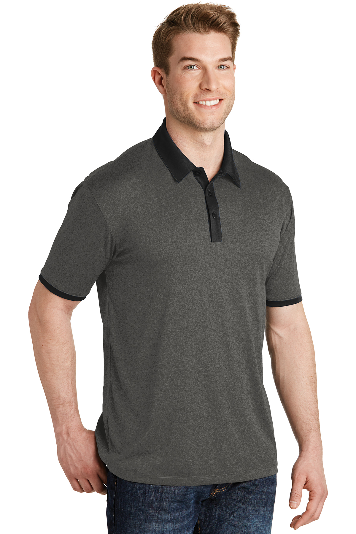 Download Sport-Tek® Heather Contender™ Contrast Polo | Performance | Polos/Knits | SanMar