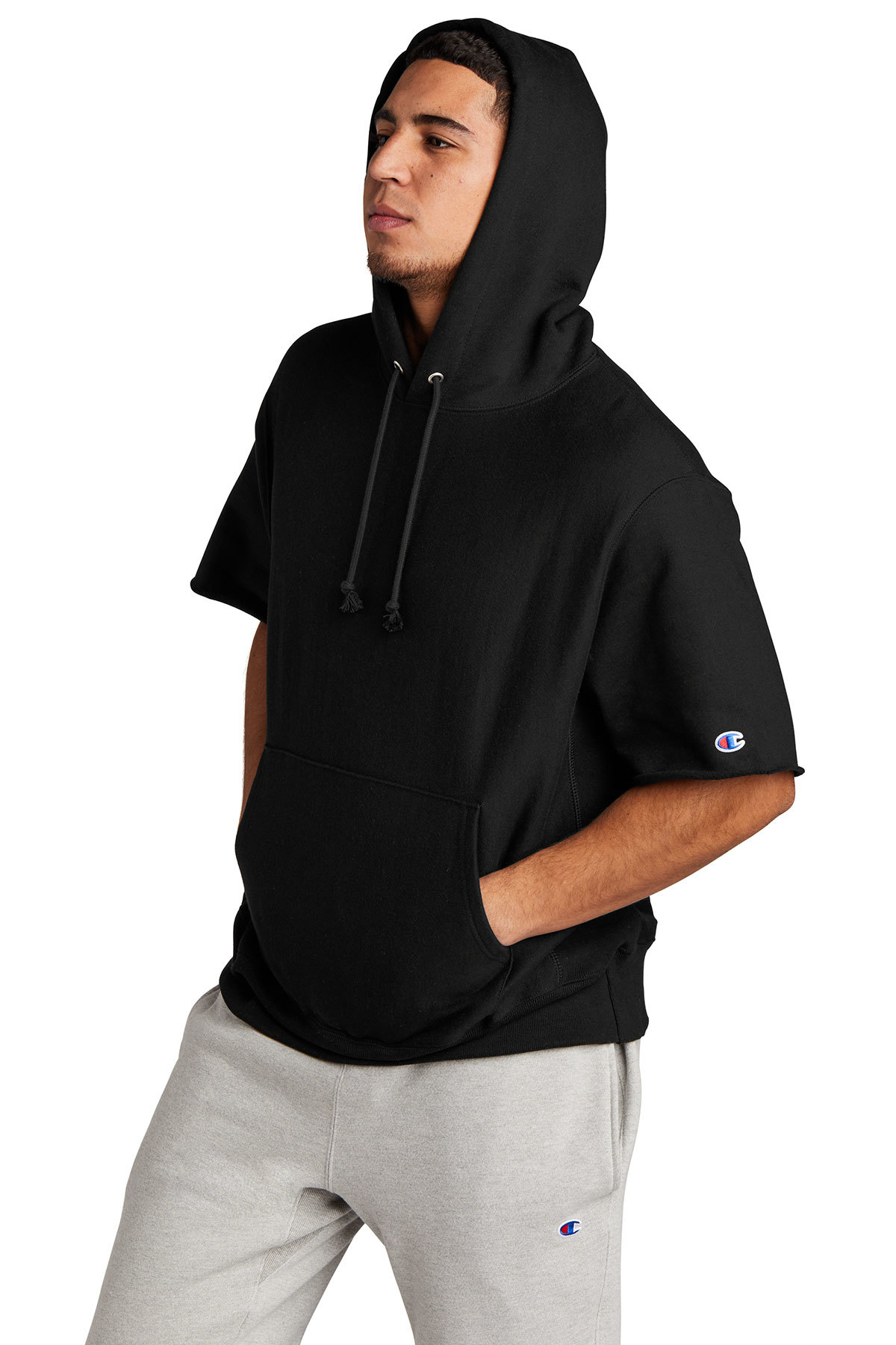 Champion Reverse Weave Short Sleeve Hooded Sweatshirt | Product | SanMar
