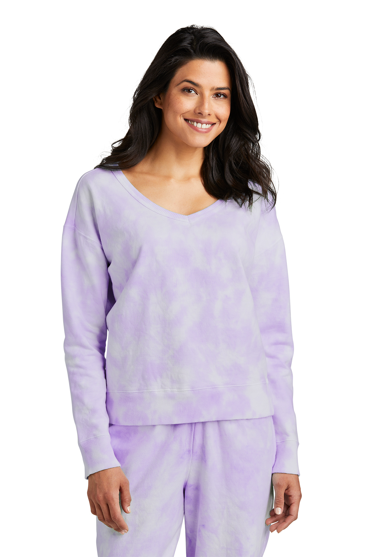 Port Company Women s Beach Wash Cloud Tie Dye V Neck Sweatshirt Product Port Company
