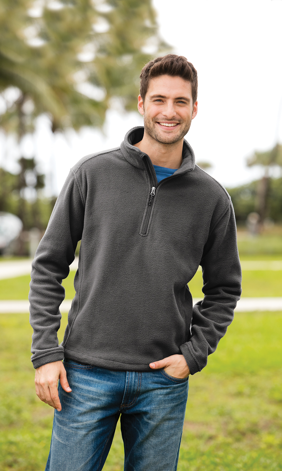 Port & Co Mens Performance Fleece 1/4-Zip Pullover Sweatshirt 