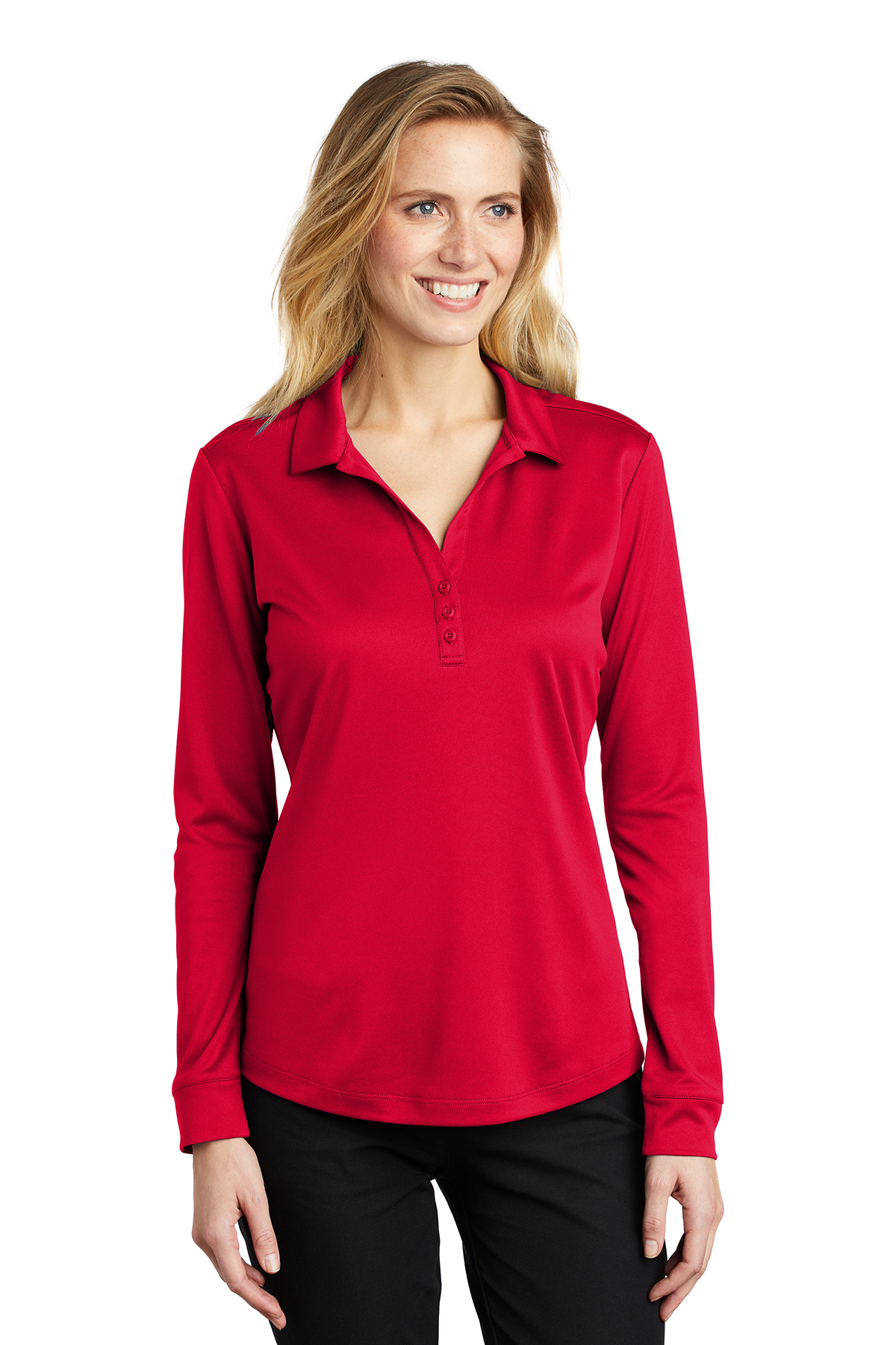 Port Authority Ladies Silk Touch™ Performance Long Sleeve Polo ...